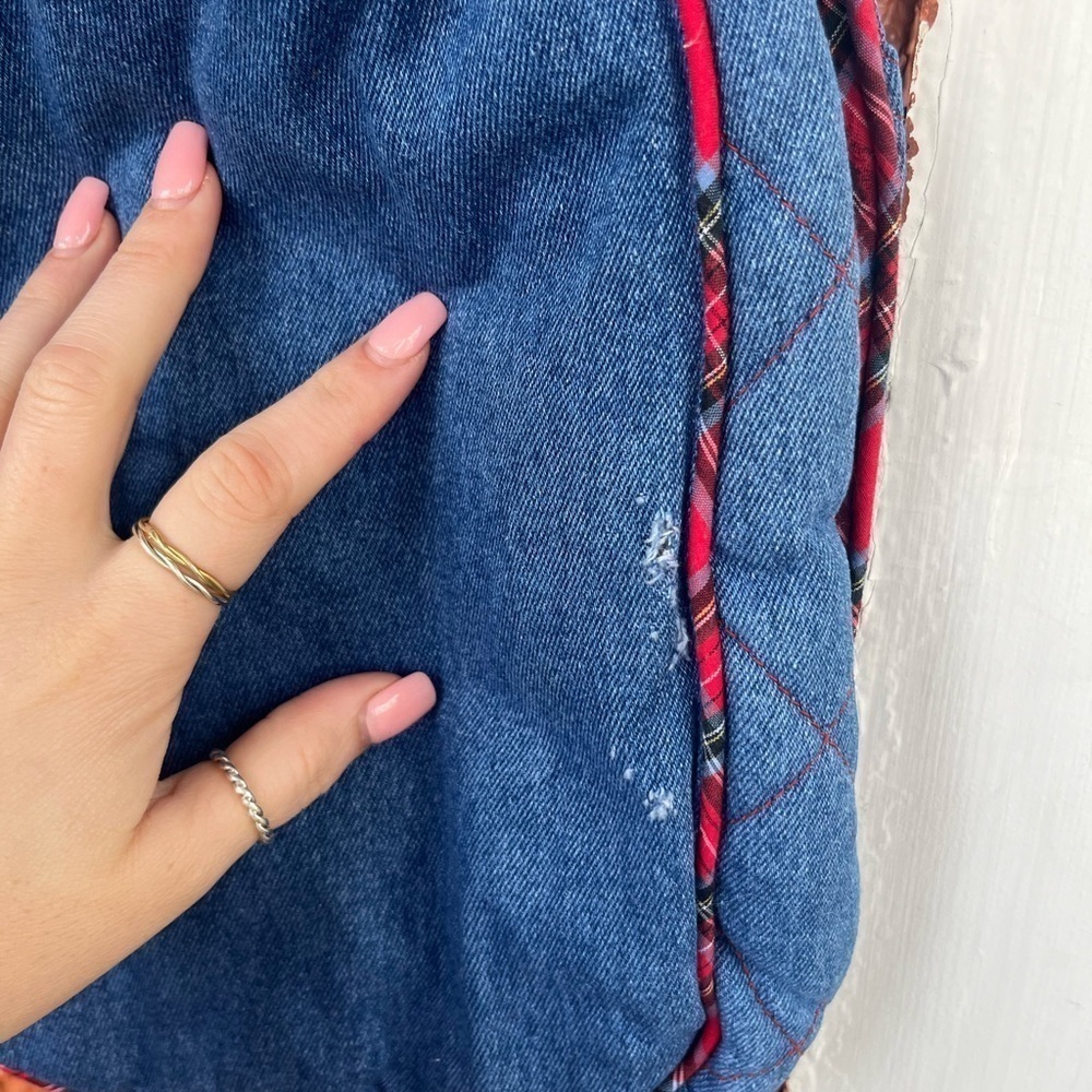 Vintage Baby Bunting Zip Up Winter Coat Car Bag- Denim 0-6 Months - Picture 2 of 9